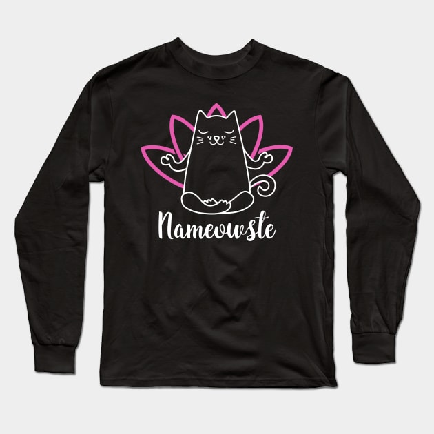 Namaste Humor. Yoga Cat. Long Sleeve T-Shirt by KsuAnn